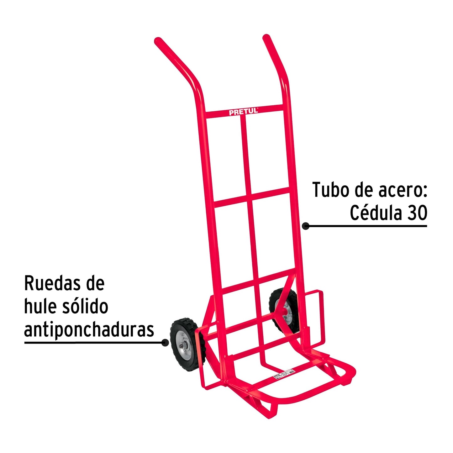 Diablo de carga de 200 kg, ruedas sólidas, balero sencillo DIA-200 44476 MM1