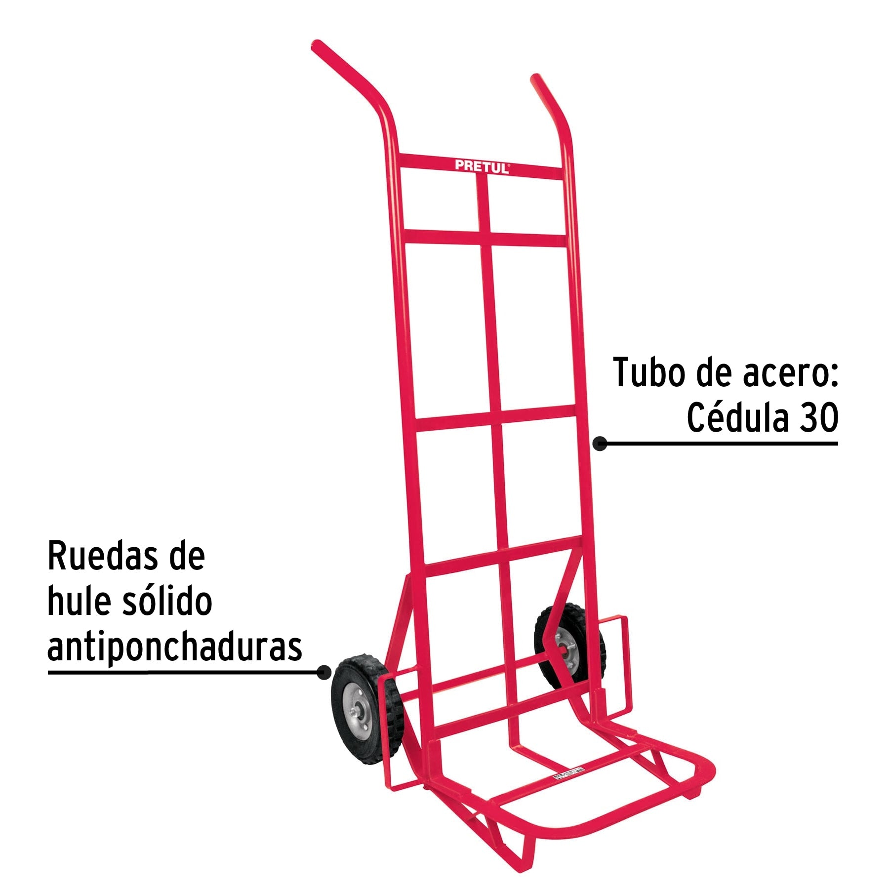 Diablo de carga de 300 kg, ruedas sólidas, doble balero DIA-300 44477 MM1