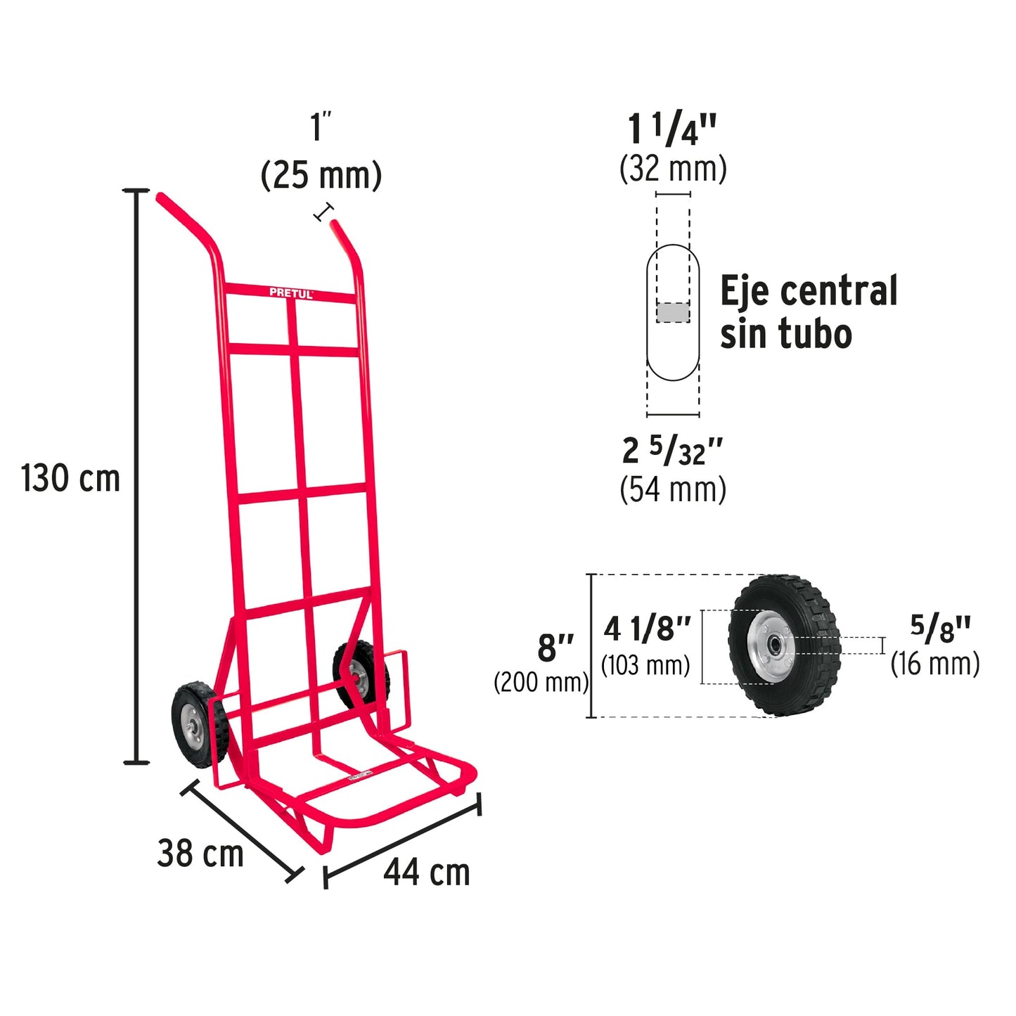 Diablo de carga de 300 kg, ruedas sólidas, doble balero DIA-300 44477 MM1