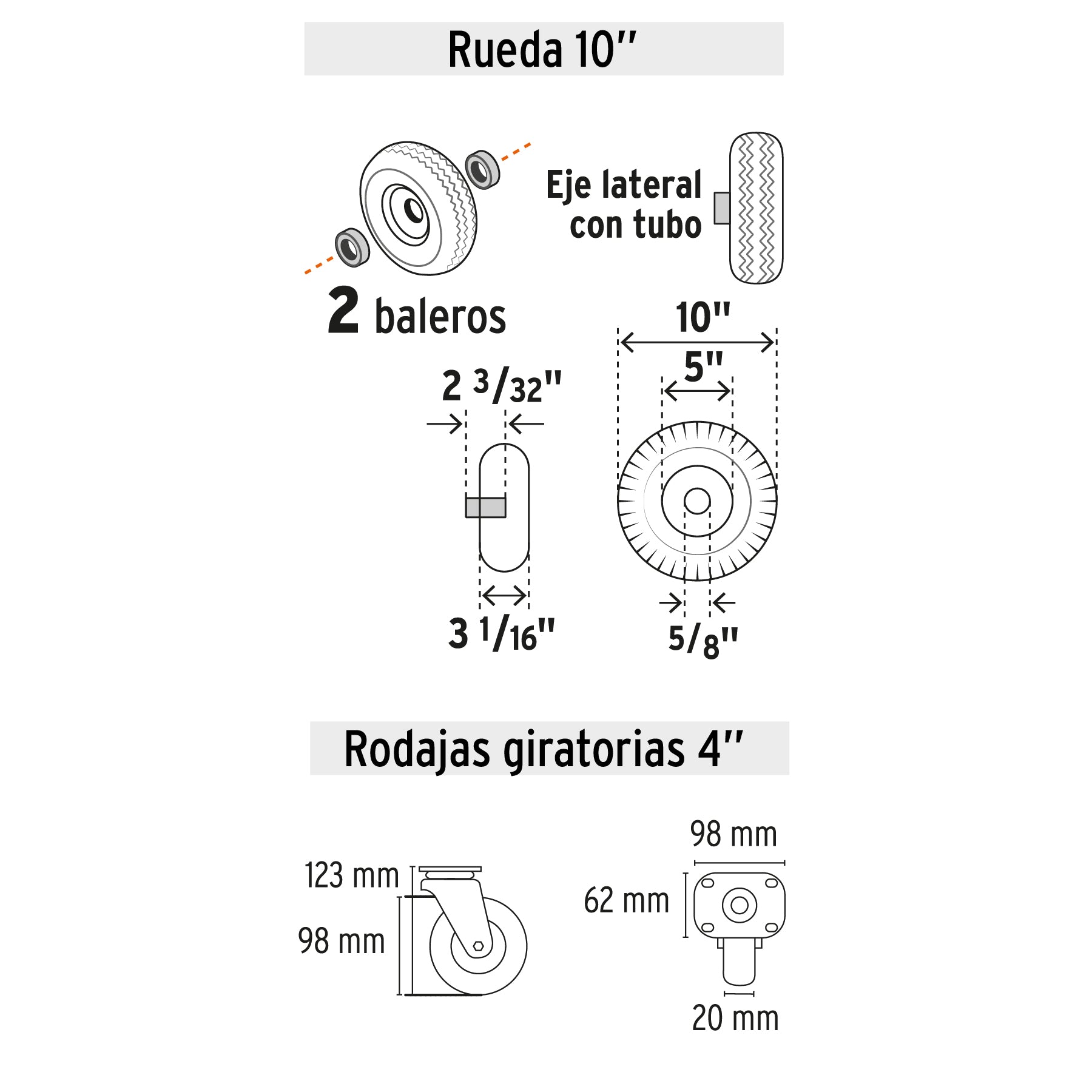 Diablo de carga de 385 kg, de plataforma, ruedas neumáticas DIA-385P 42710 MM1