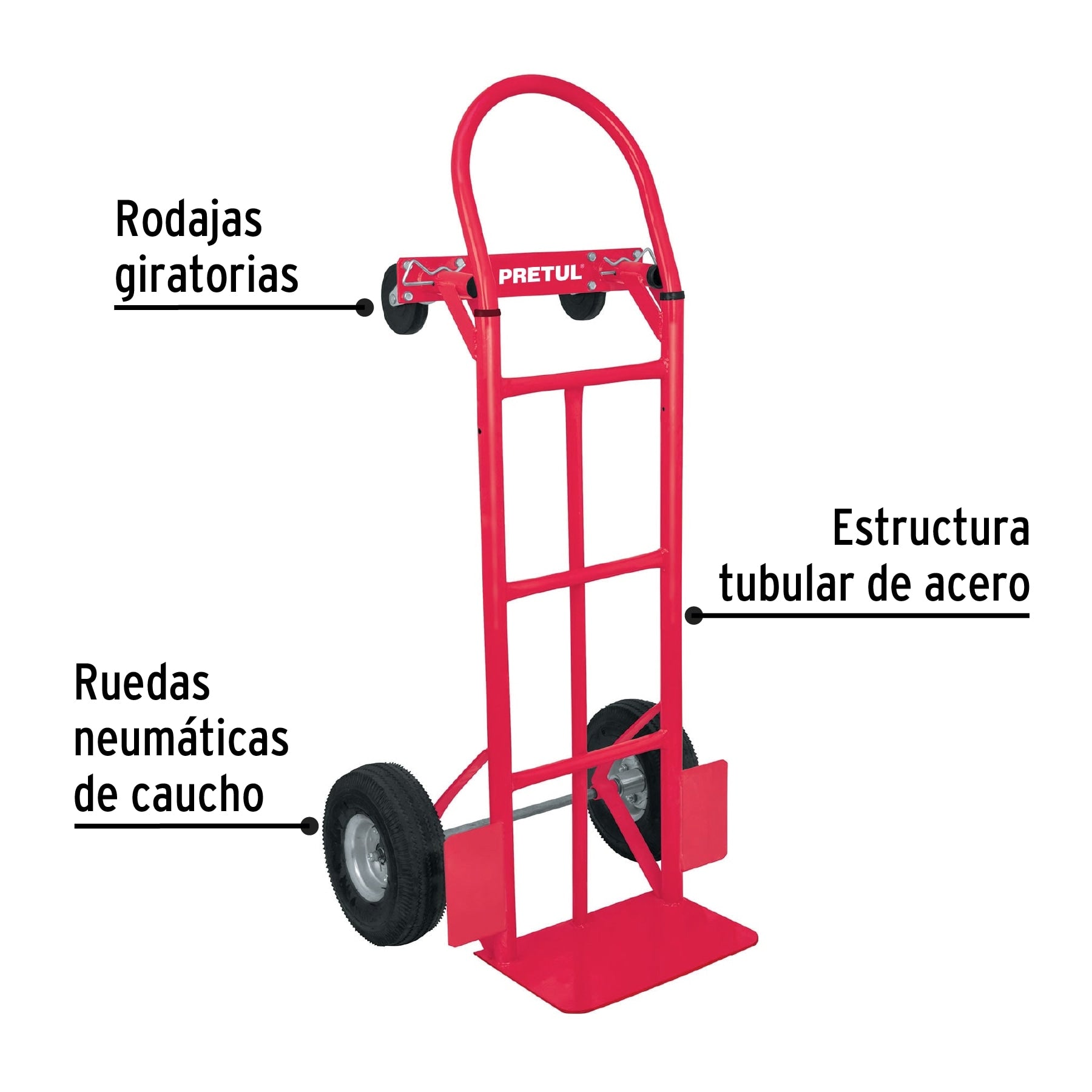 Diablo de carga de 385 kg, de plataforma, ruedas neumáticas DIA-385P 42710 MM1