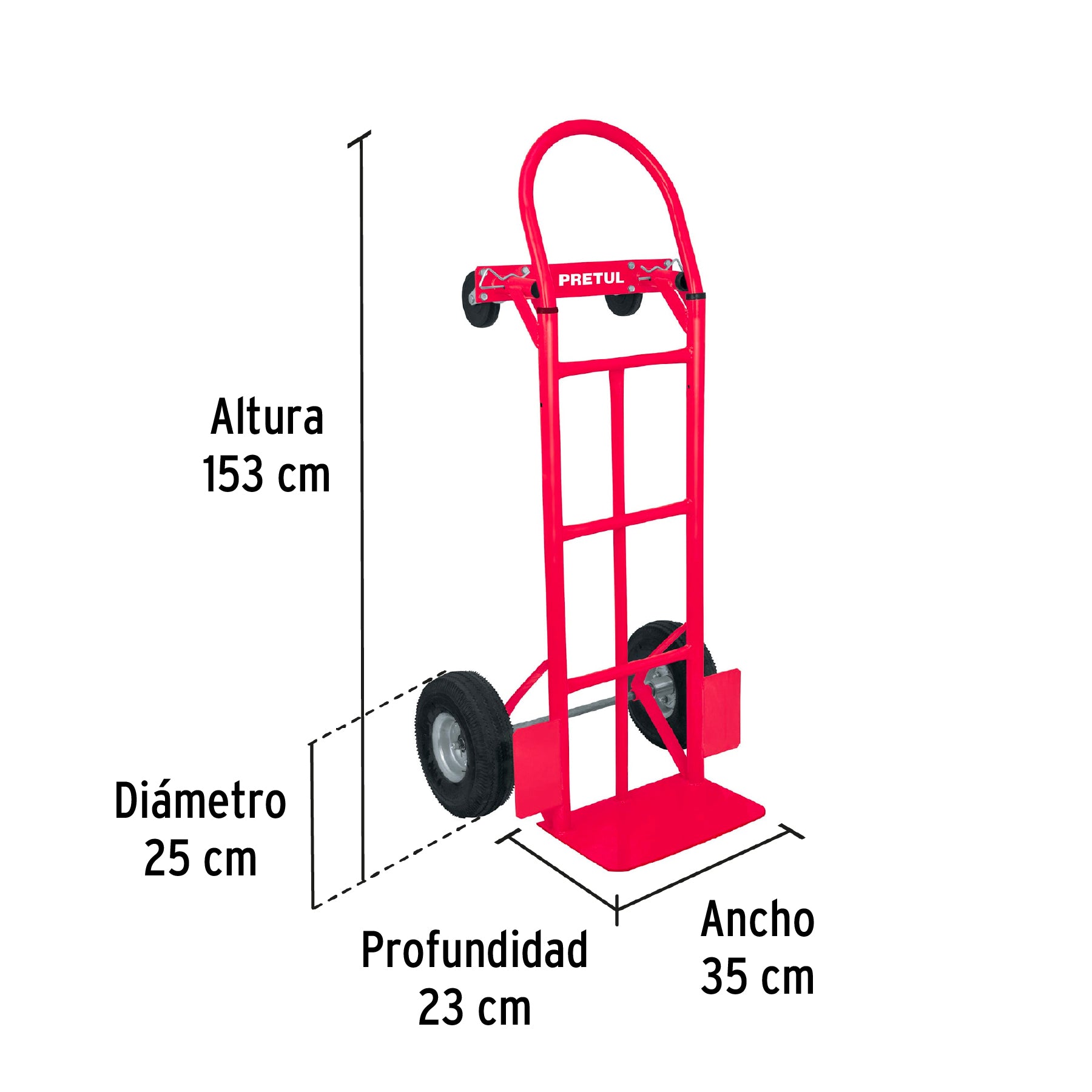 Diablo de carga de 385 kg, de plataforma, ruedas neumáticas DIA-385P 42710 MM1