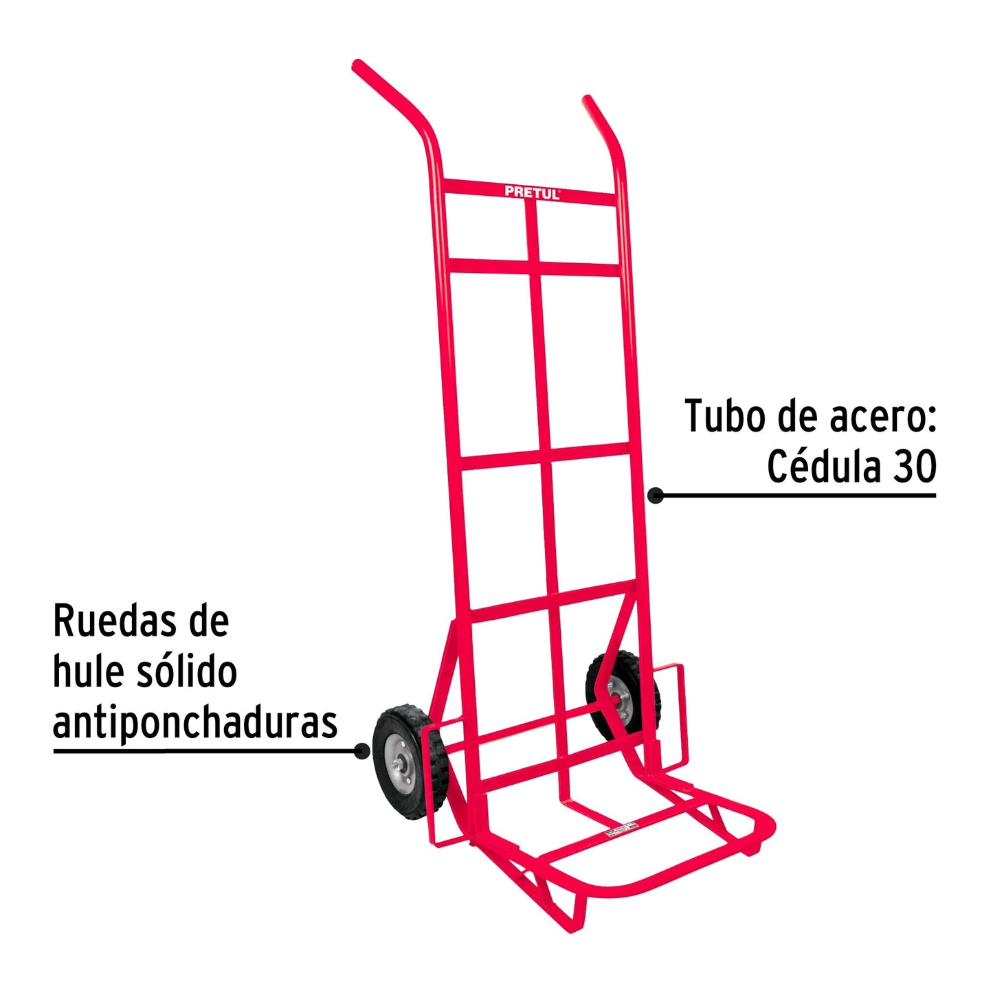 Diablo de carga de 400 kg, ruedas sólidas, doble balero DIA-400 44478 MM1