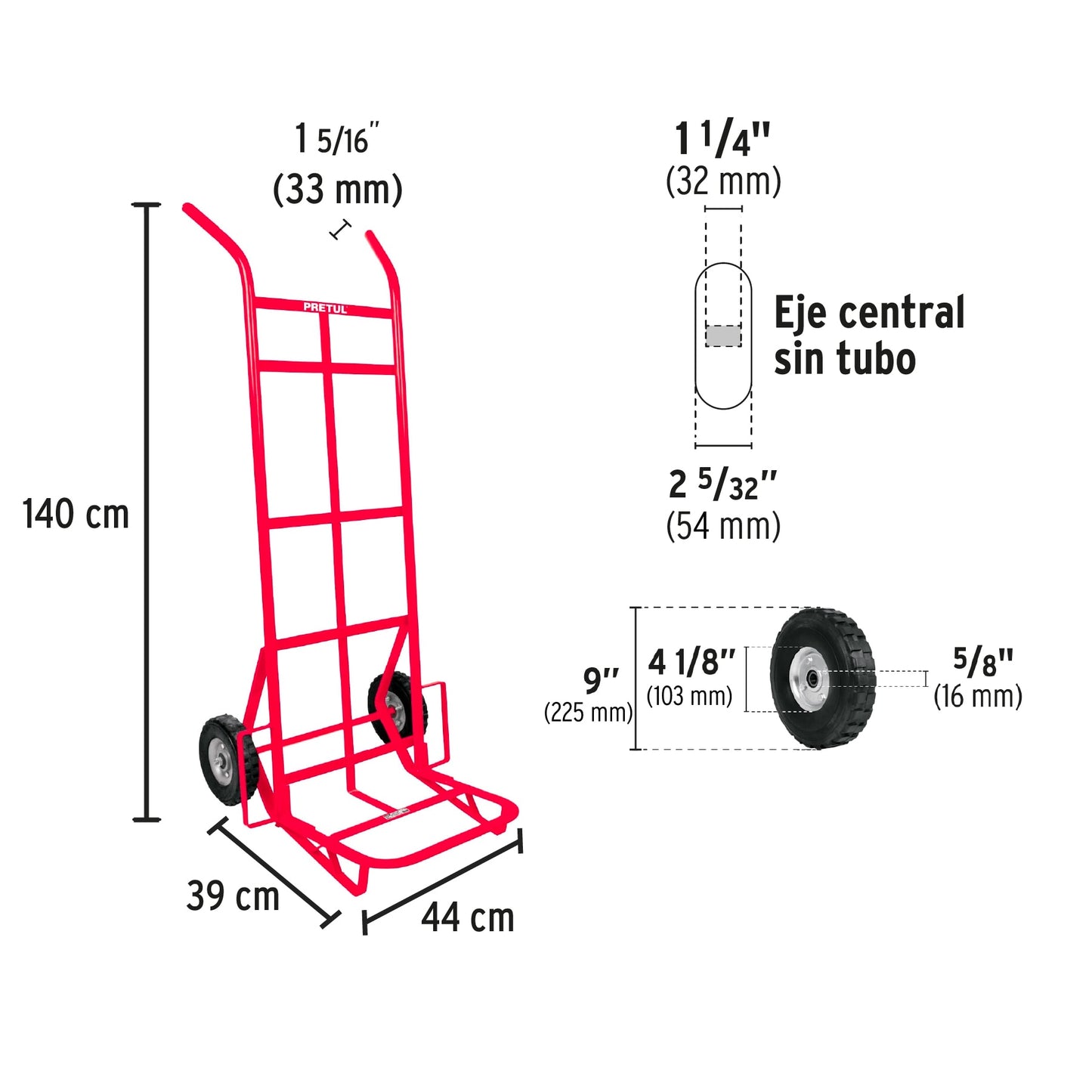 Diablo de carga de 400 kg, ruedas sólidas, doble balero DIA-400 44478 MM1