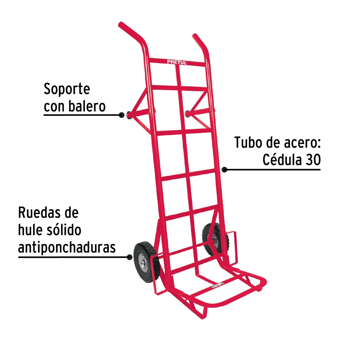 Diablo de carga de 450 kg, ruedas sólidas, doble balero DIA-450 44479 MM1