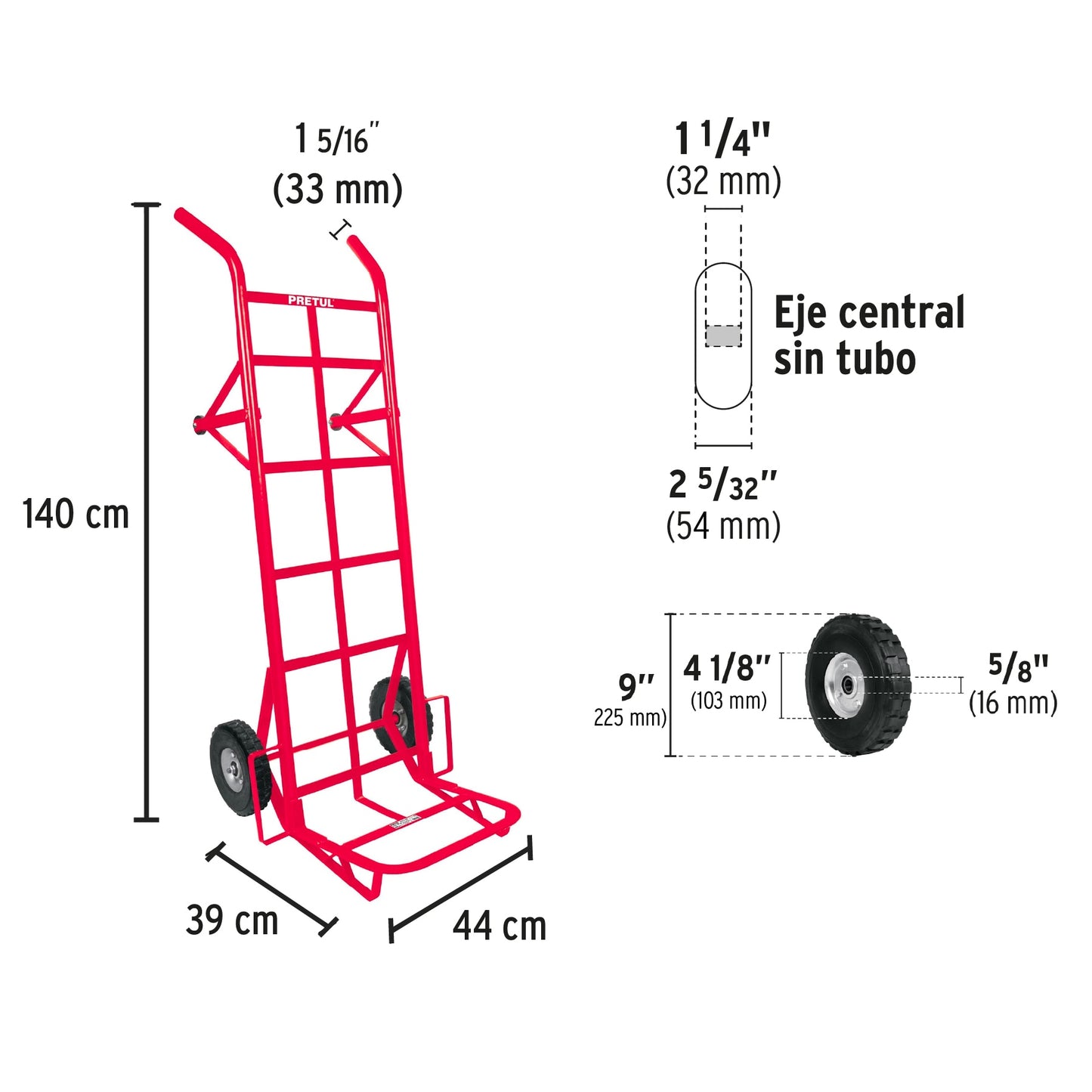 Diablo de carga de 450 kg, ruedas sólidas, doble balero DIA-450 44479 MM1