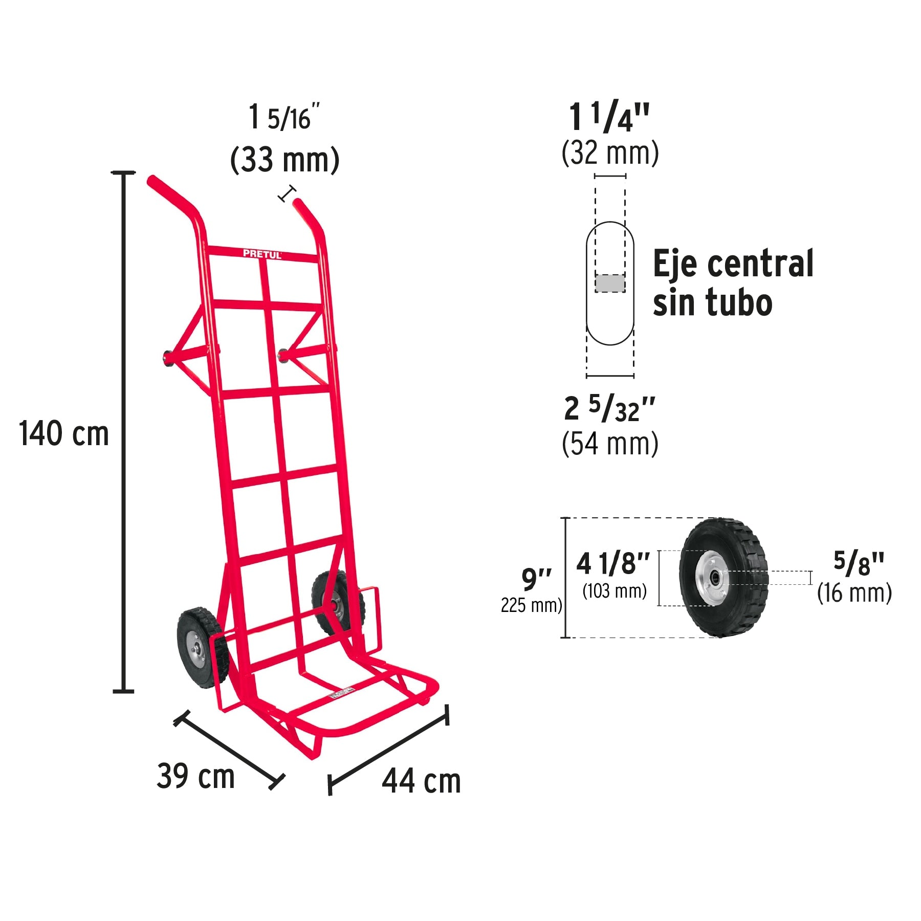 Diablo de carga de 450 kg, ruedas sólidas, doble balero DIA-450 44479 MM1