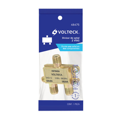 Divisor coaxial de 1 entrada y 2 salidas, Volteck DICO-12 48475 MM00