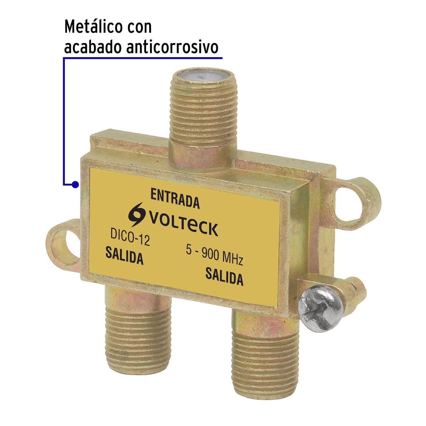 Divisor coaxial de 1 entrada y 2 salidas, Volteck DICO-12 48475 MM00