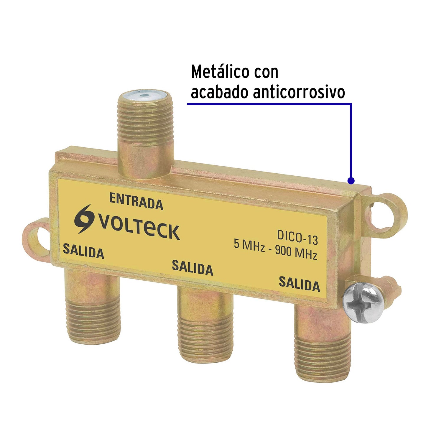 Divisor coaxial de 1 entrada y 3 salidas, Volteck DICO-13 48476 MM00