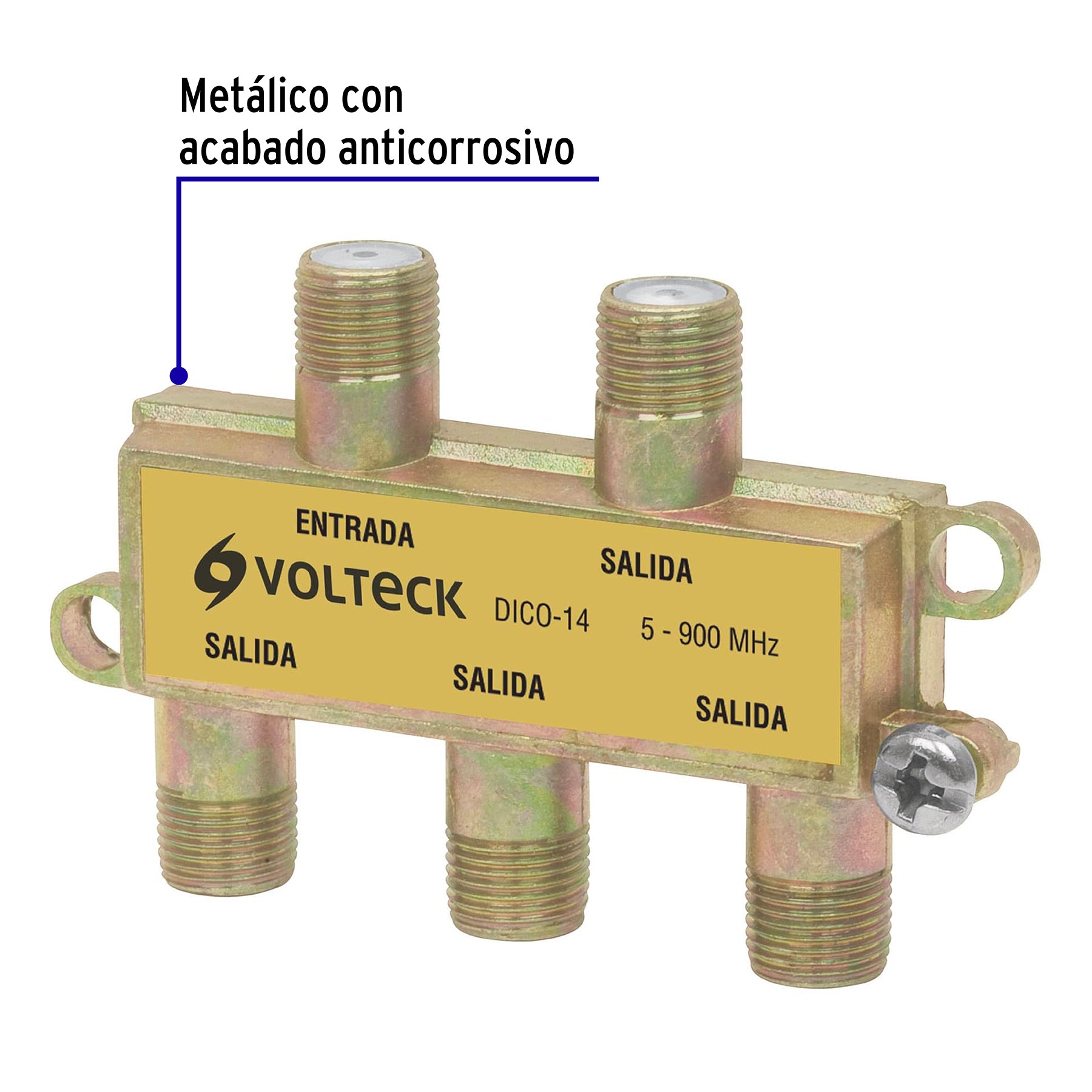 Divisor coaxial de 1 entrada y 4 salidas, Volteck DICO-14 48477 MM00