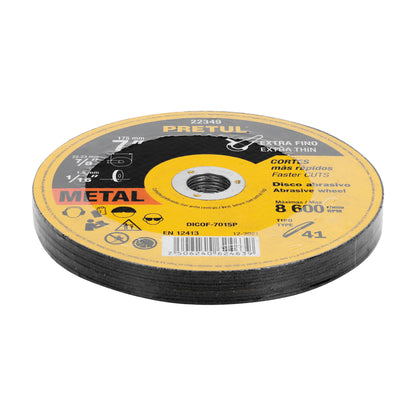 Disco Tipo 41 de 7' x 1.5 mm corte fino de metal, Pretul DICOF-7015P 22349 MM00