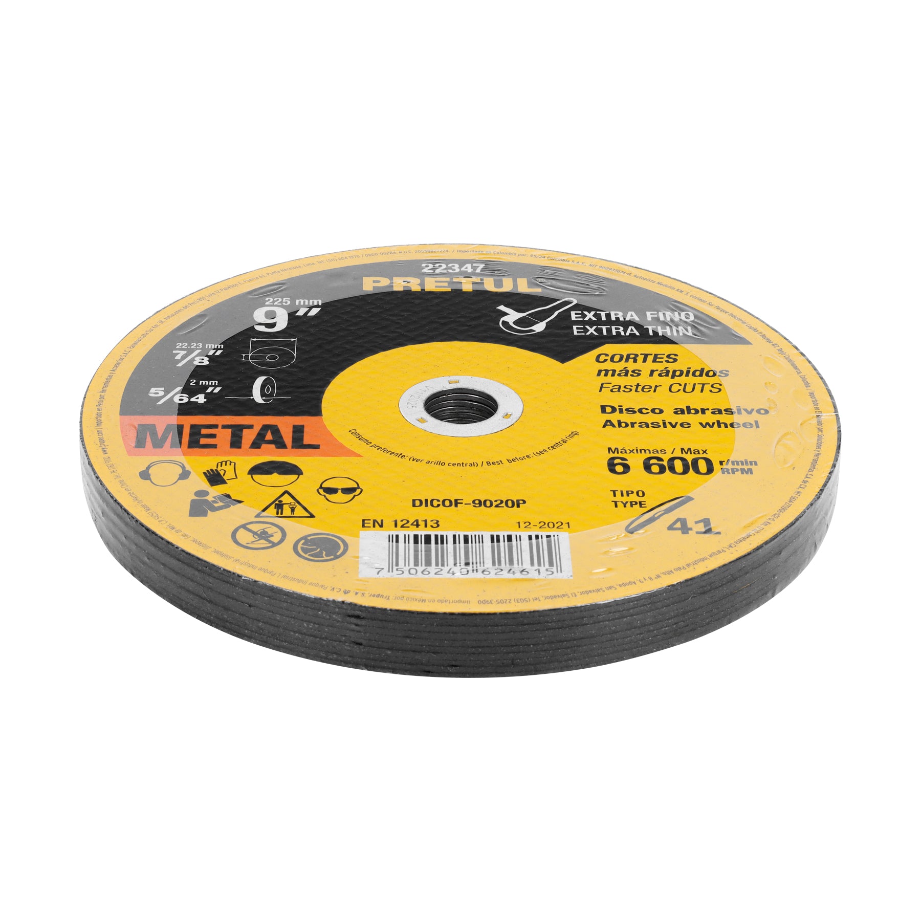 Disco Tipo 41 de 9' x 2 mm corte fino de metal, Pretul DICOF-9020P 22347 MM00