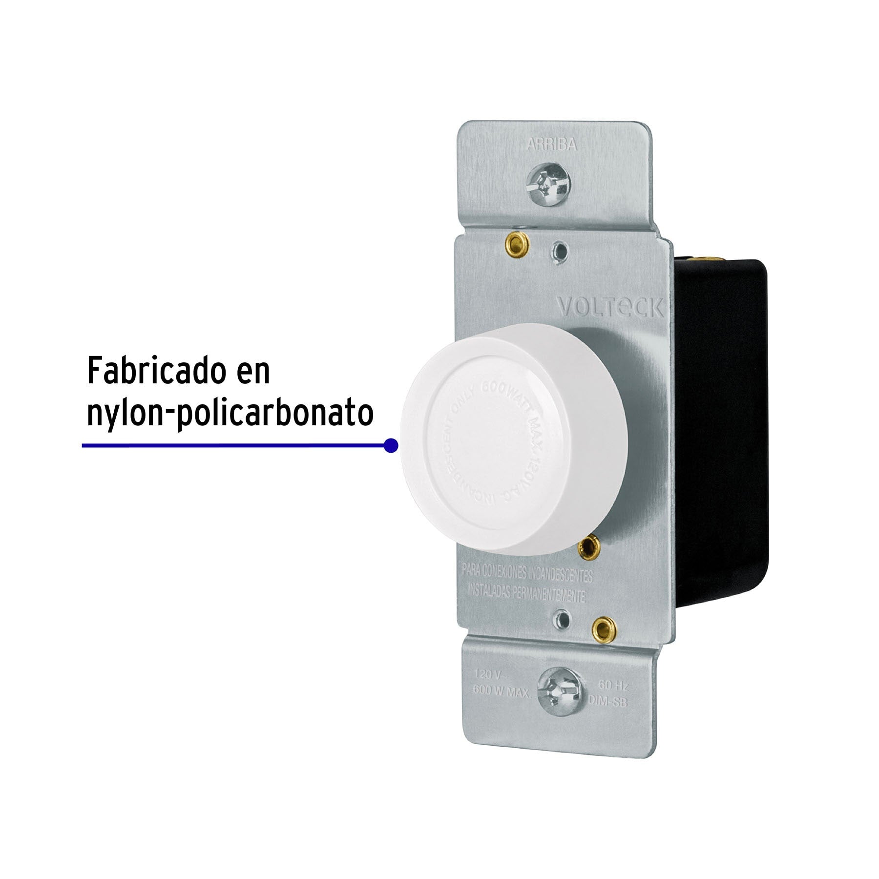 Atenuador de luz giratorio, Standard, blanco, Volteck DIM-SB 47723 MM00