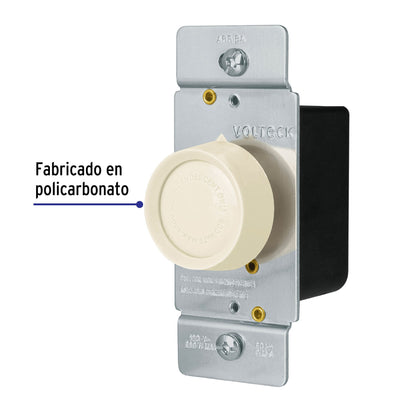 Atenuador de luz giratorio, Standard, marfil, Volteck DIM-S 46302 MM00