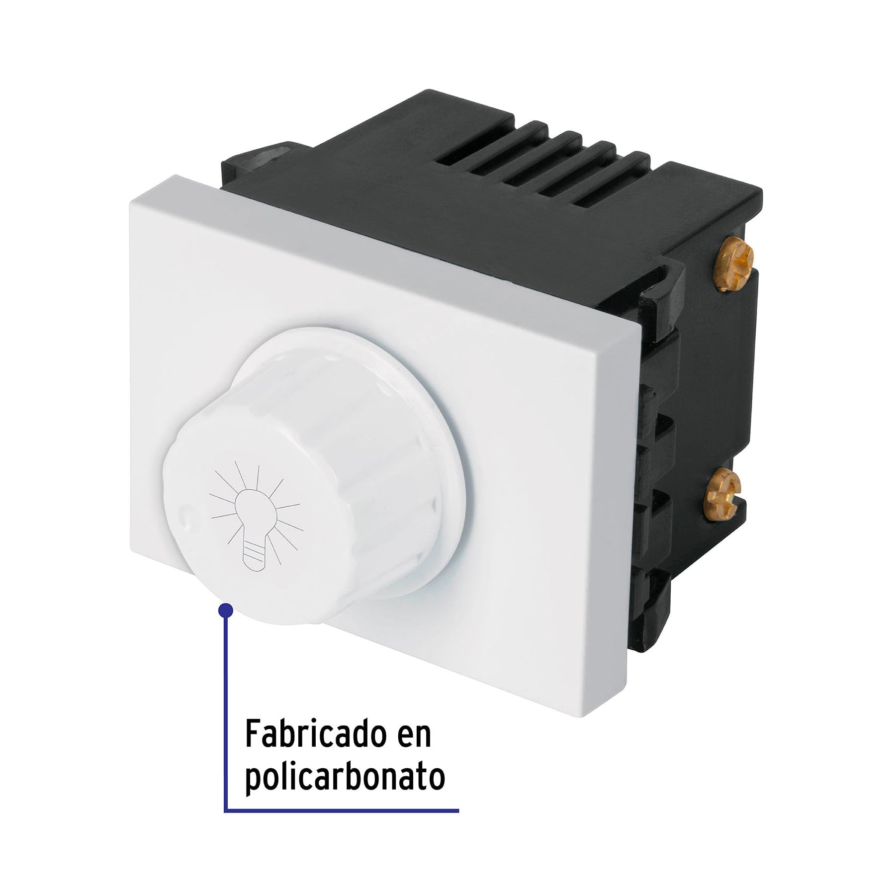 Dimmer giratorio, 1.5 módulos, línea Española, color blanco DIM15-EB 47054 MM00