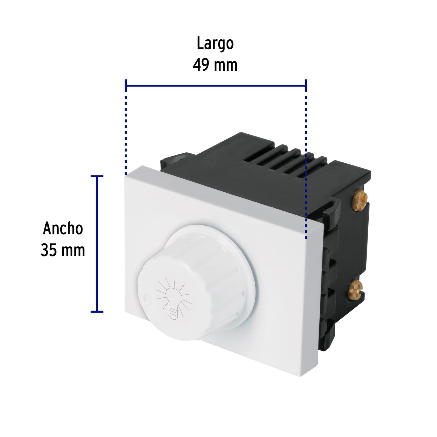 Dimmer giratorio, 1.5 módulos, línea Española, color blanco DIM15-EB 47054 MM00