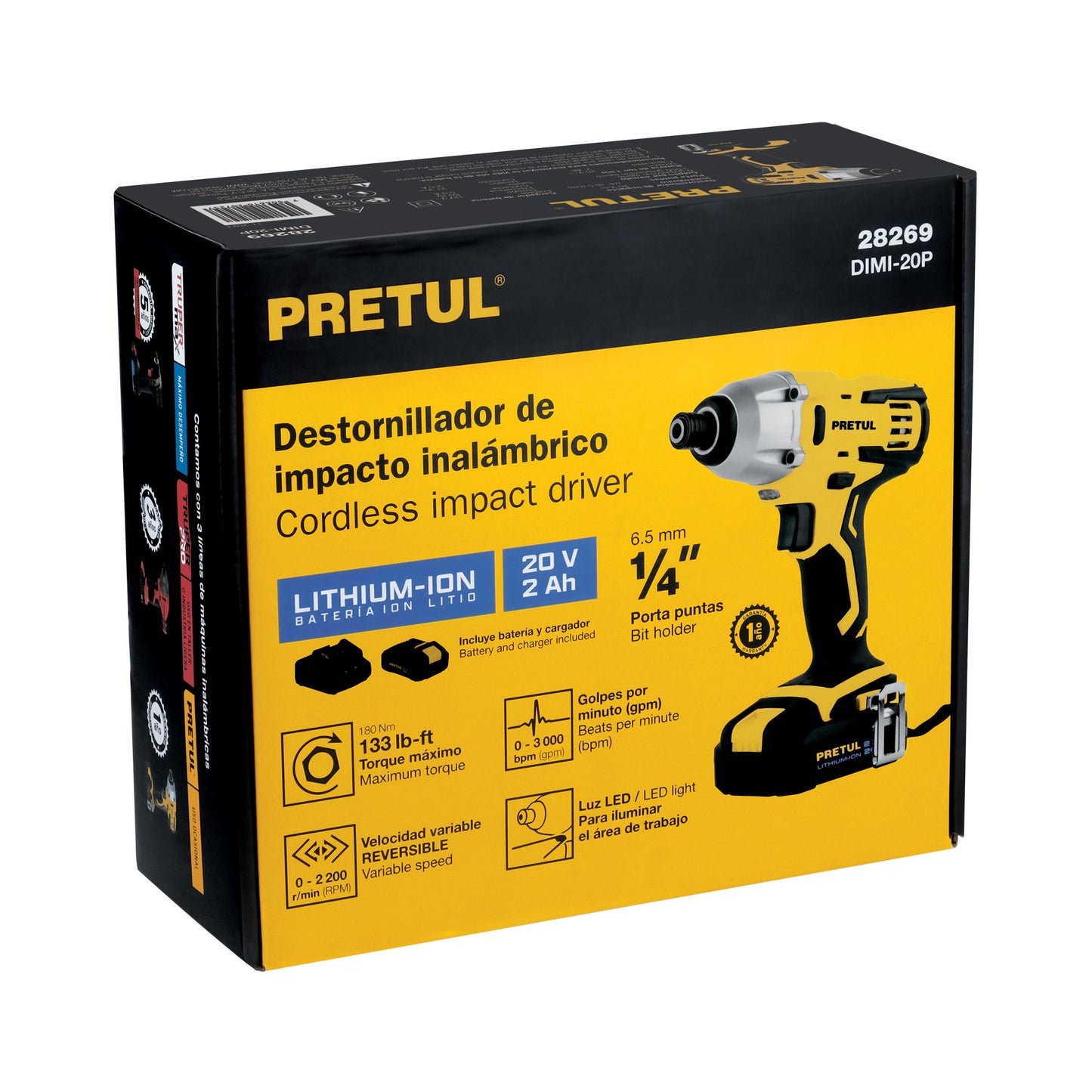 Destornillador de impacto inalámbrico 1/4', 20 V, Pretul DIMI-20P 28269 MM00