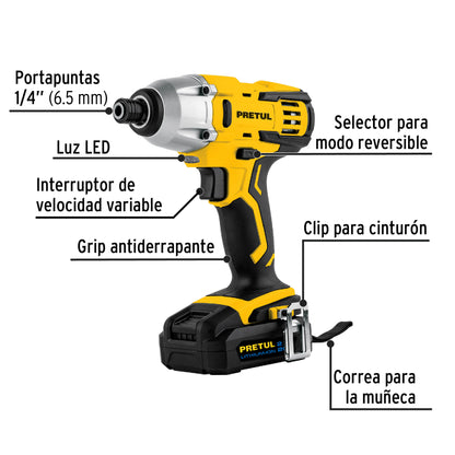 Destornillador de impacto inalámbrico 1/4', 20 V, Pretul DIMI-20P 28269 MM00