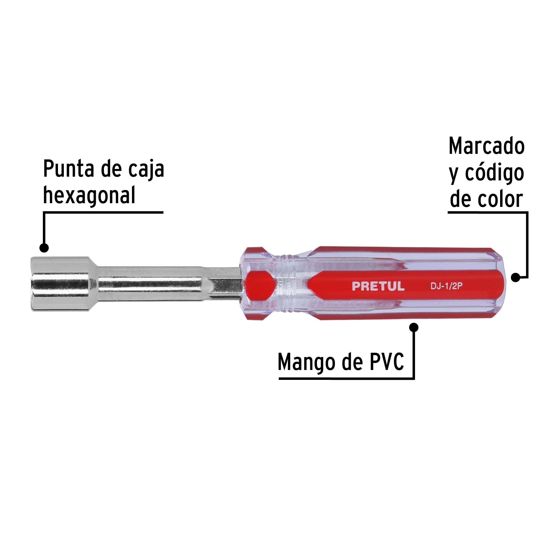 Desarmador de caja 1/2' mango de PVC, Pretul DJ-1/2P 29993 MM00