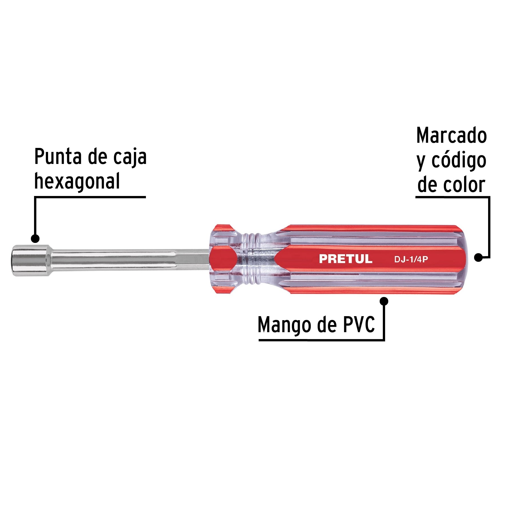 Desarmador de caja 1/4' mango de PVC, Pretul DJ-1/4P 29989 MM00