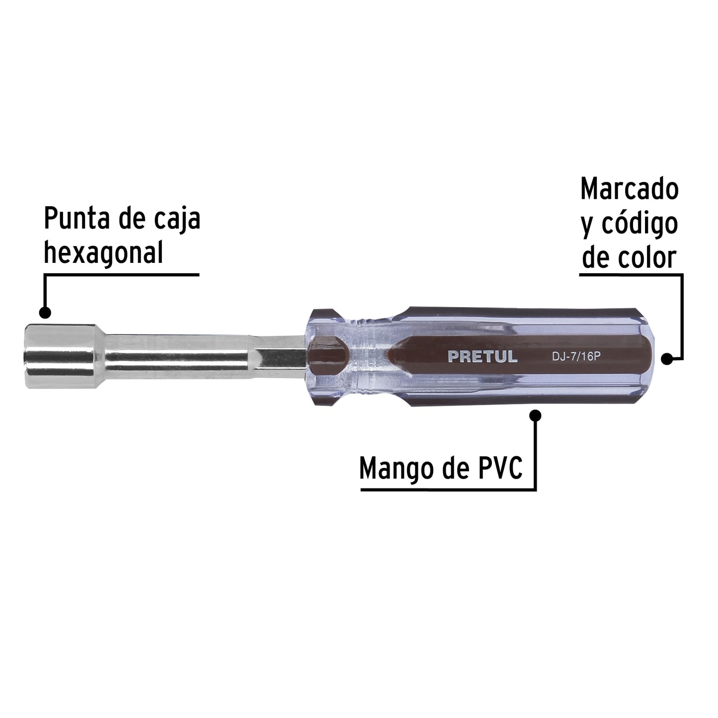 Desarmador de caja 7/16' mango de PVC, Pretul DJ-7/16P 29992 MM00