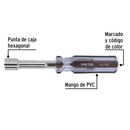 Desarmador de caja 7/16' mango de PVC, Pretul DJ-7/16P 29992 MM00