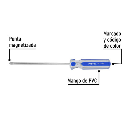 Desarmador de cruz 1/4 x 6' mango de PVC, Pretul DP-1/4X6TP 21477 MM00