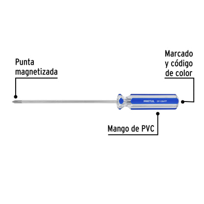 Desarmador de cruz 1/8' x 4' mango de PVC, Pretul DP-1/8X4TP 28076 MM00