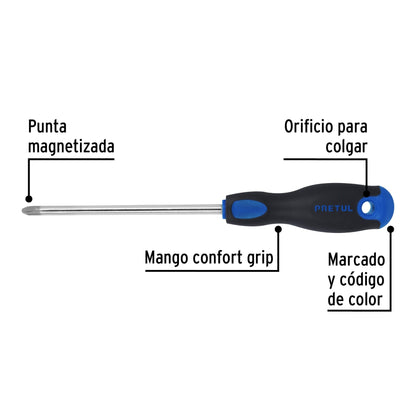 Desarmador de cruz 5/16' x 6' mango Comfort Grip, Pretul DP-5/16X6BP 21492 MM00