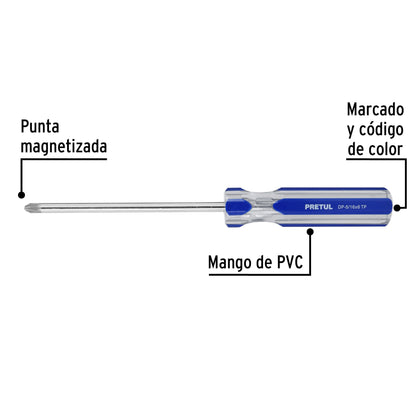 Desarmador de cruz 5/16 x 6' mango de PVC, Pretul DP-5/16X6TP 21470 MM00