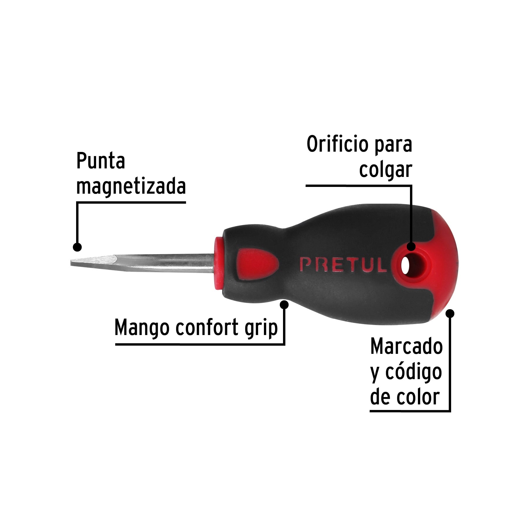 Desarmador plano 1/4' x 1-1/2'mango Comfort Grip, Pretul DR-1/4X1-1/2BP 21483 MM00