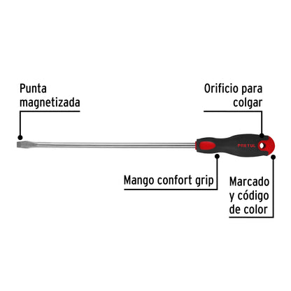 Desarmador plano 3/8' x 12' mango Comfort Grip, Pretul DR-3/8X12BP 28081 MM00