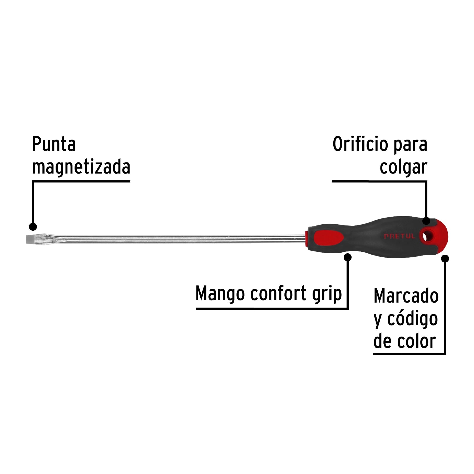 Desarmador plano 5/16' x 10' mango Comfort Grip, Pretul DR-5/16X10BP 28079 MM00