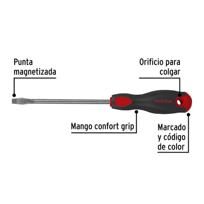 Desarmador plano 5/16' x 6' mango Comfort Grip, Pretul DR-5/16X6BP 21485 MM00