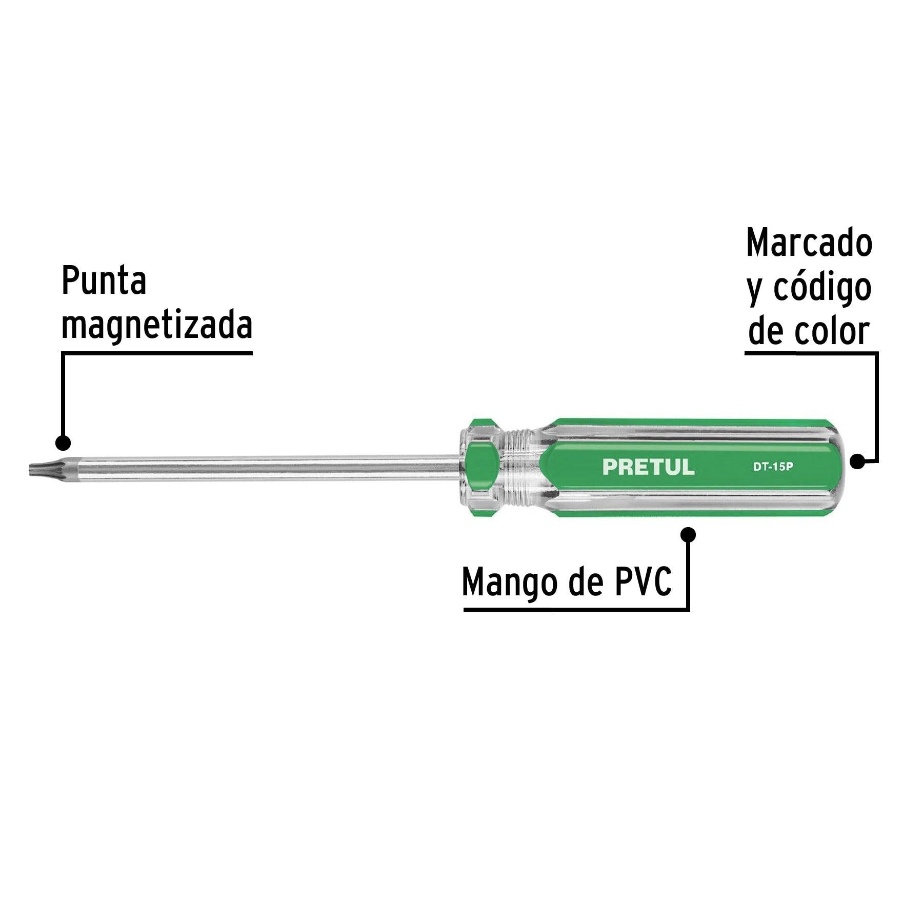 Desarmador punta Torx T 15 mango de PVC, Pretul DT-15P 29983 MM00