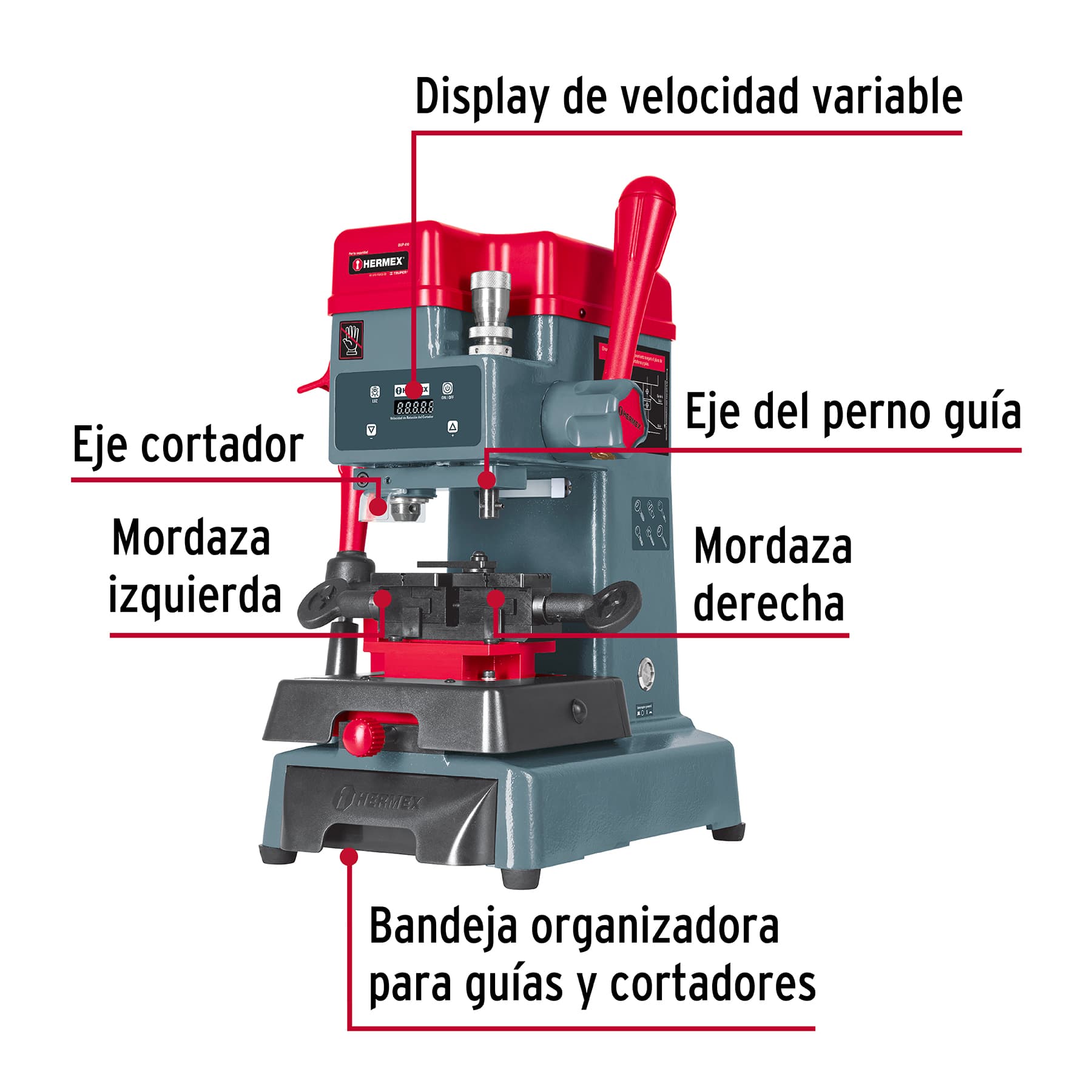 Duplicadora de 8 tipos de llaves, tipo taladro, Hermex DUP-410 42667 MM1