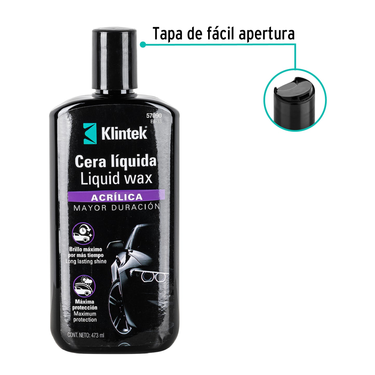 Cera líquida acrílica para auto, 473 ml, Klintek EA-33 57090 MM00