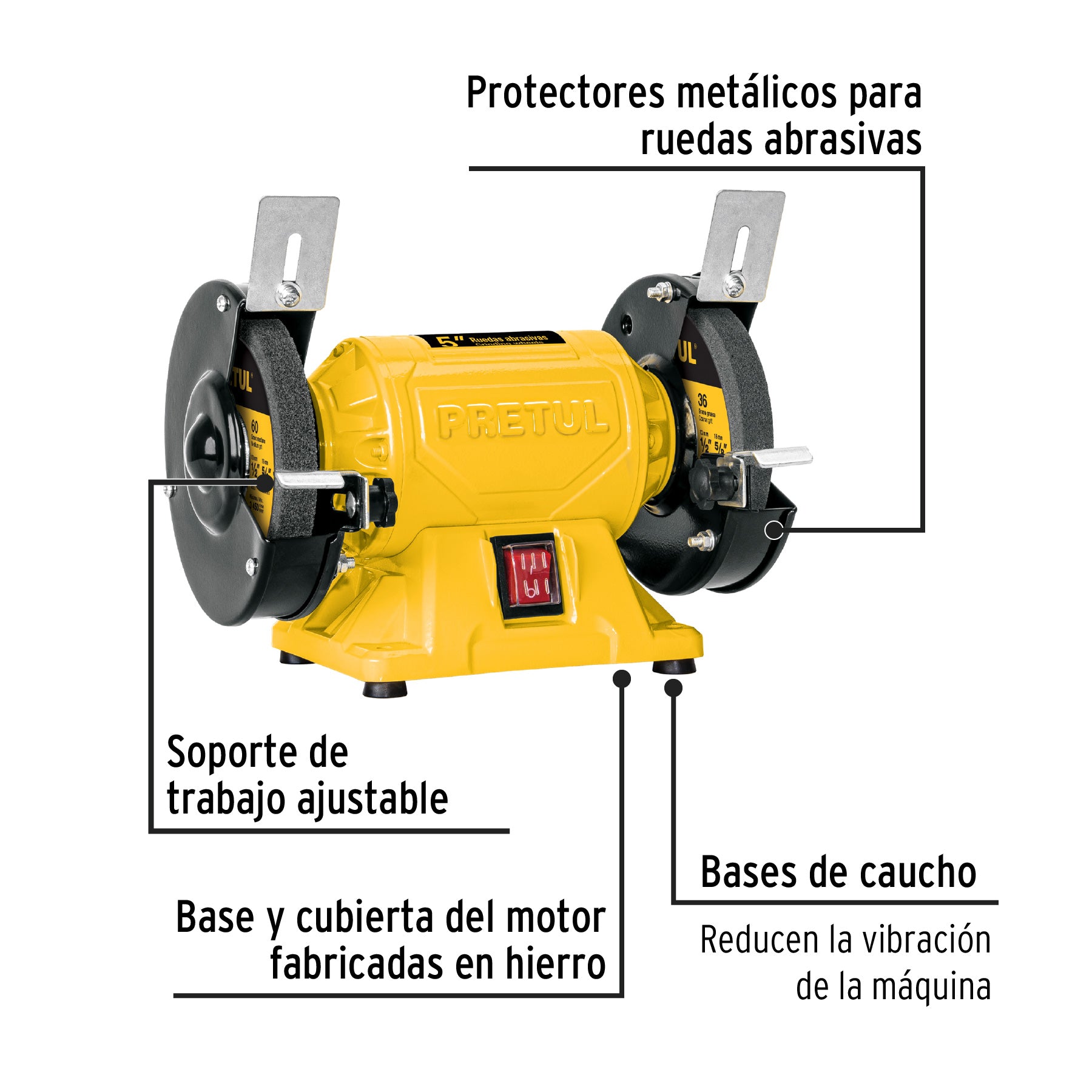 Esmeril de banco de 5' de 1/6 HP (120 W), Pretul EBA-5P 29994 MM0