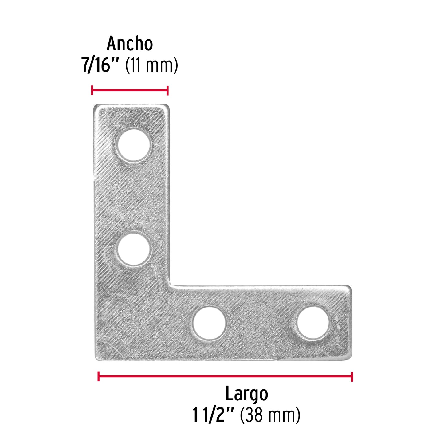 Bolsa c/24 escuadras planas cantoneras 1-1/2'x1-1/2', Fiero ECAN-1 1/2 41038 MM00