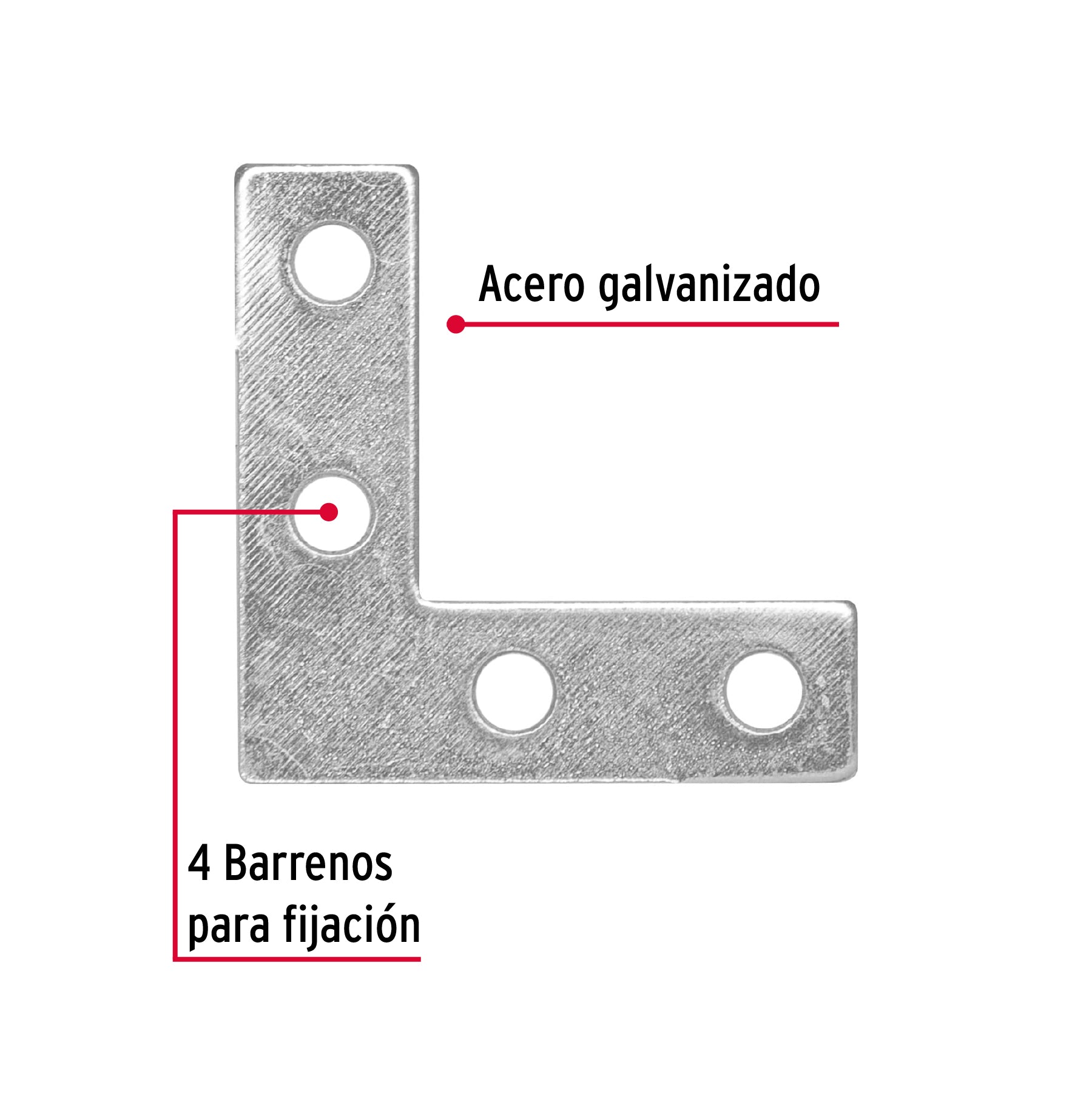 Bolsa c/24 escuadras planas cantoneras 1-1/2'x1-1/2', Fiero ECAN-1 1/2 41038 MM00