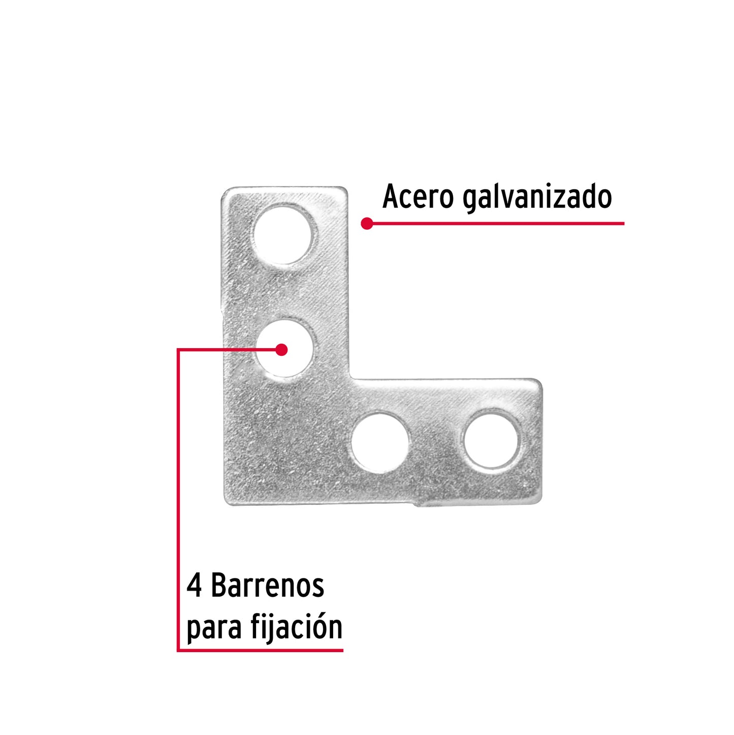 Bolsa c/24 escuadras planas cantoneras 1' x 1', Fiero ECAN-1 41037 MM00