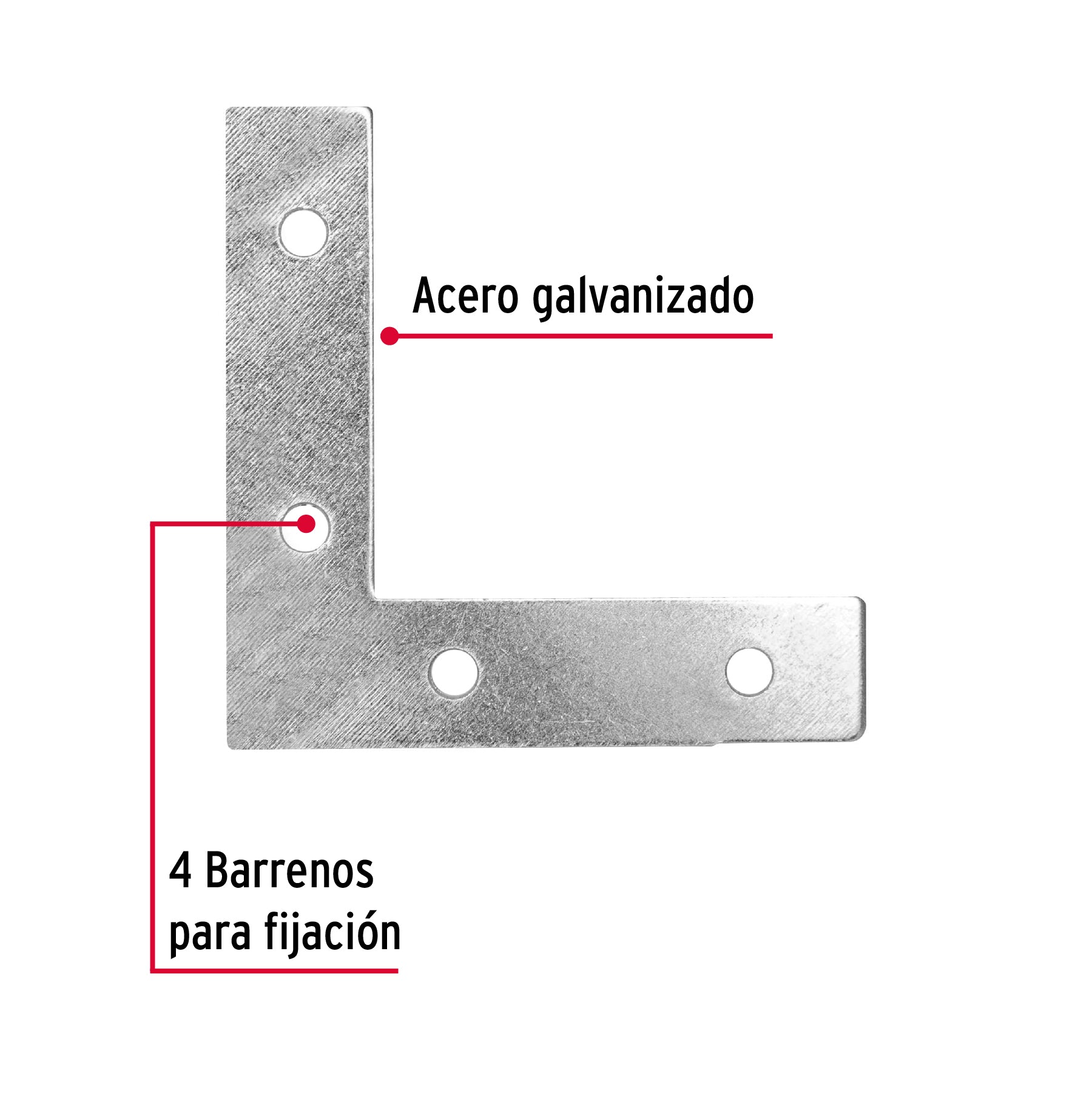 Bolsa c/24 escuadras planas cantoneras 2-1/2'x2-1/2', Fiero ECAN- 2-1/2 41040 MM00