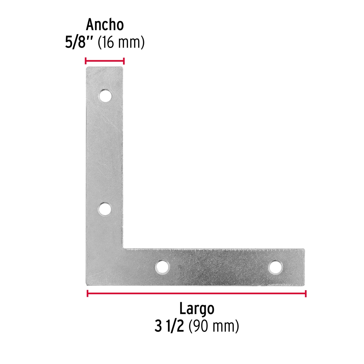 Bolsa c/24 escuadras planas cantoneras 3-1/2'x3-1/2', Fiero ECAN-3-1/2 41042 MM00