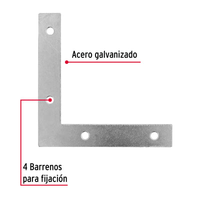 Bolsa c/24 escuadras planas cantoneras 3-1/2'x3-1/2', Fiero ECAN-3-1/2 41042 MM00