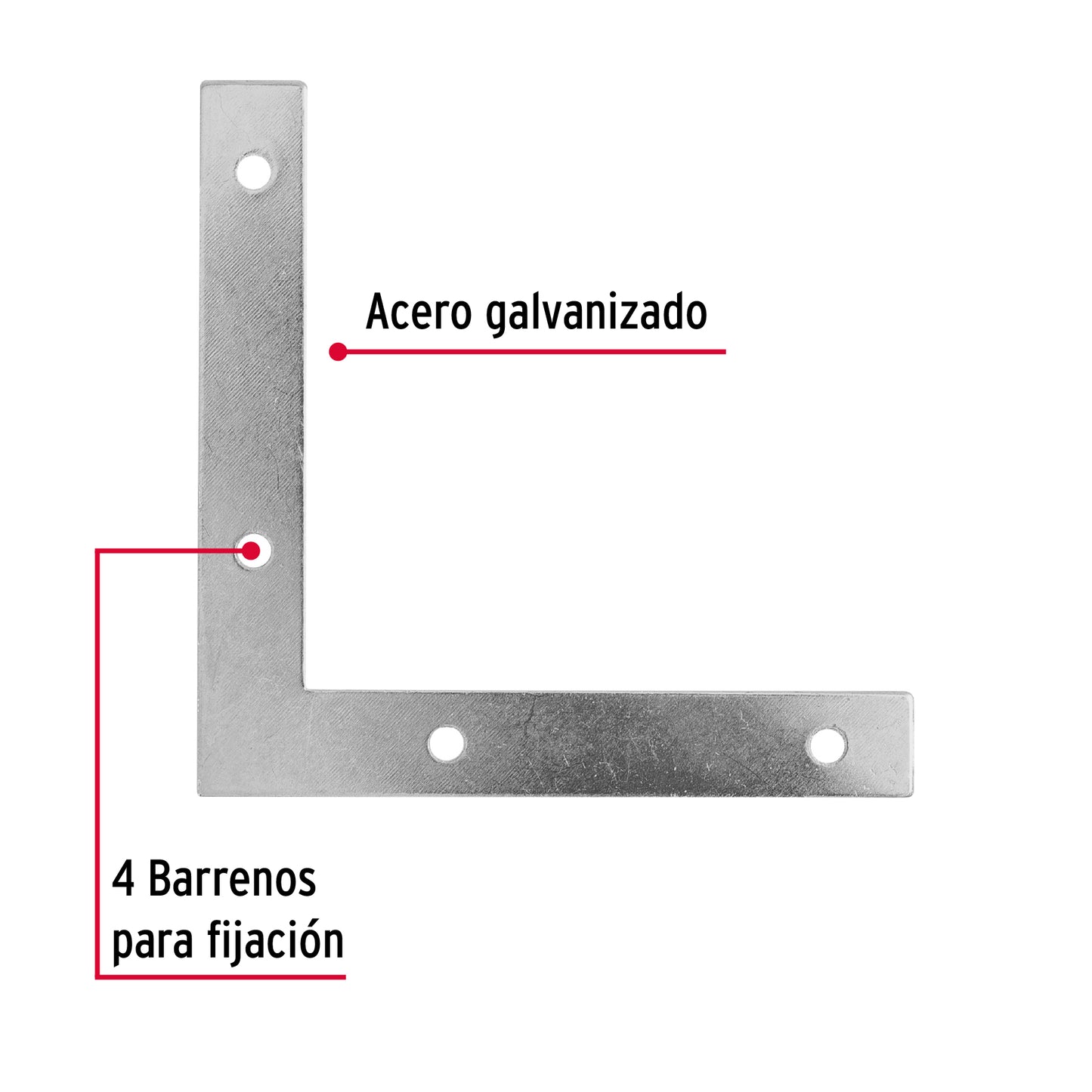 Bolsa c/24 escuadras planas cantoneras 4' x 4', Fiero ECAN-4 41043 MM00