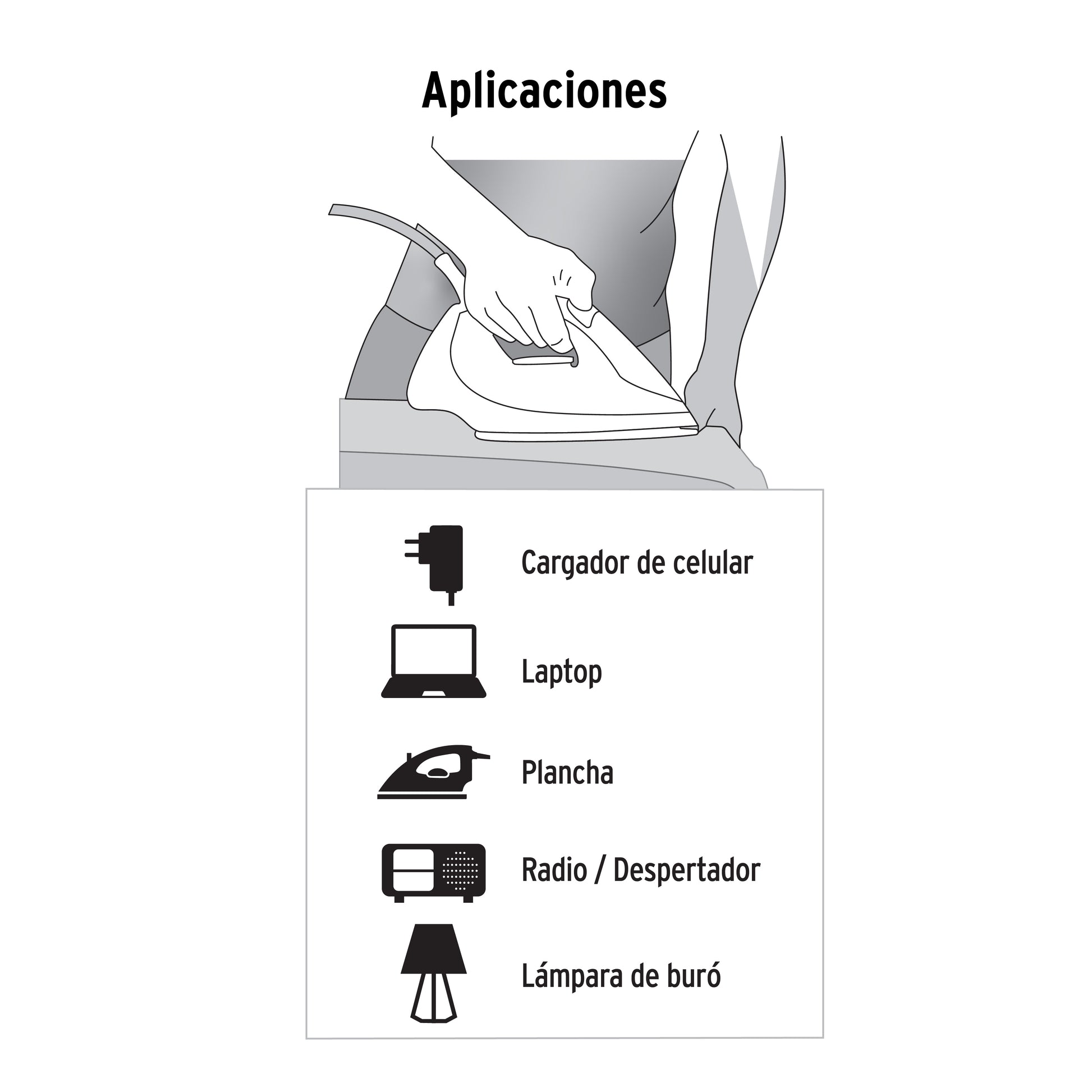 Extensión eléctrica doméstica 10 m blanca con clavija recta ED-10BR 40157 MM0