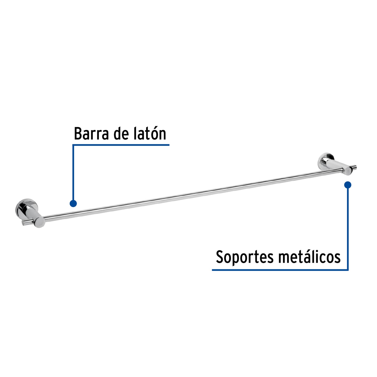 Toallero de barra de latón acabado cromo, Foset Element ELA-76 49672 MM00