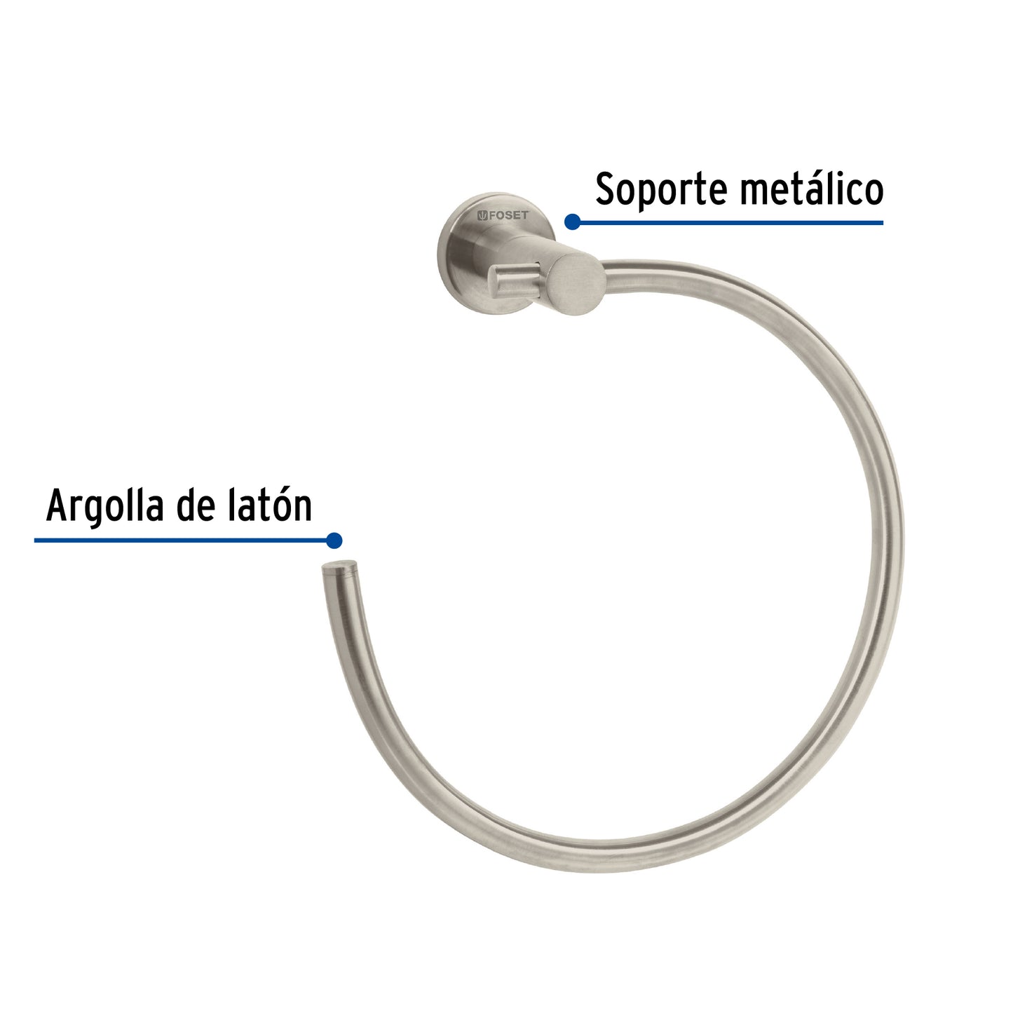 Toallero metálico de argolla acabado satín, Foset Element ELA-77N 49676 MM00