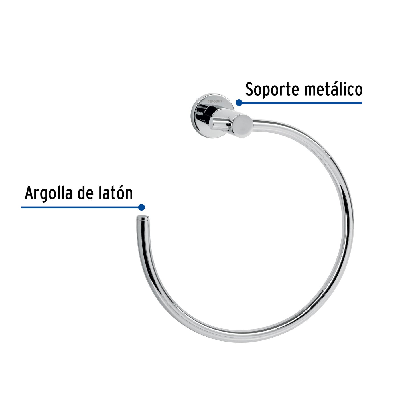 Toallero metálico de argolla acabado cromo, Foset Element ELA-77 49670 MM00